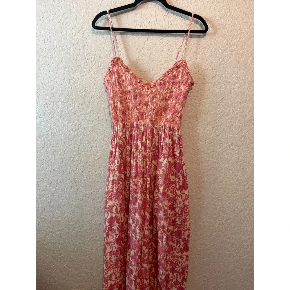 Free People Sweet Nothings Midi Dress Size M Boho Cottagecore Pink OB1893249